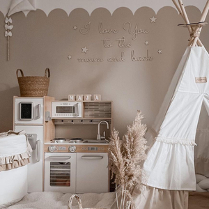 XXL träkök med LED-belysning, förkläde och tillbehör