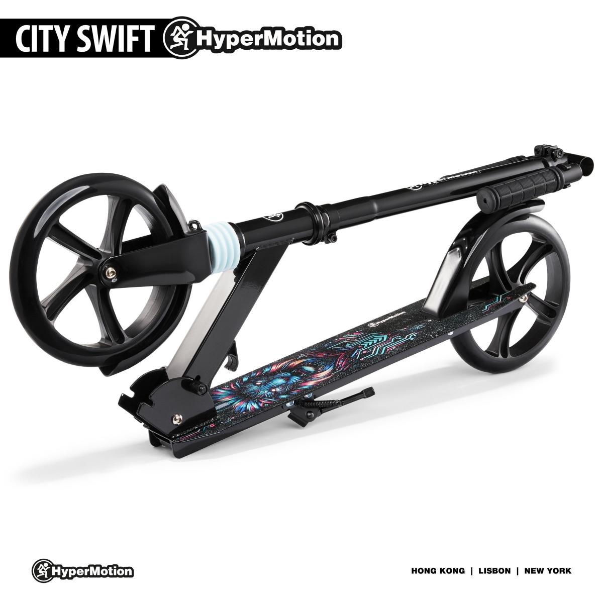 Tvåhjulig scooter för unga vuxna - med stötdämpare - Hypermotion CITY SWIFT Digital Lion - 100 kg