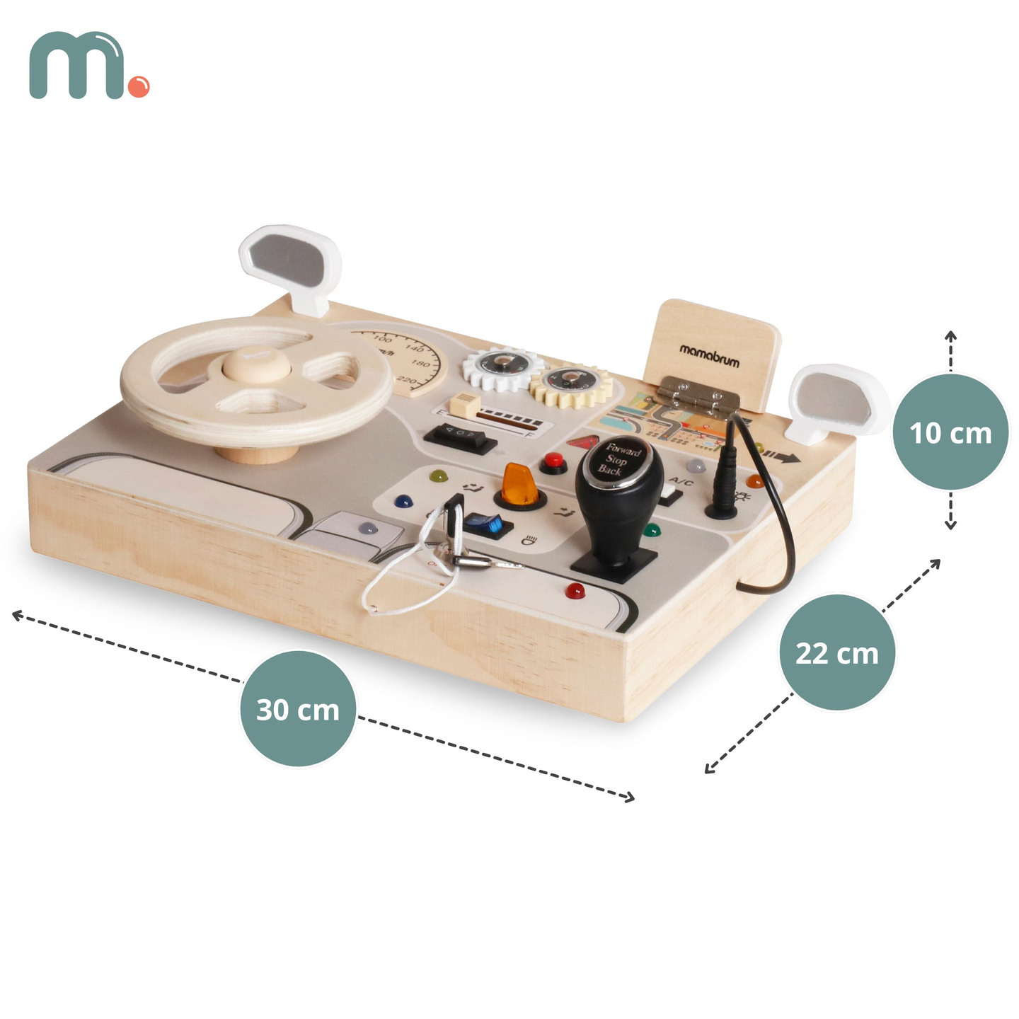 Montessori-lekbräda i trä för små barn - instrumentbräda för bil