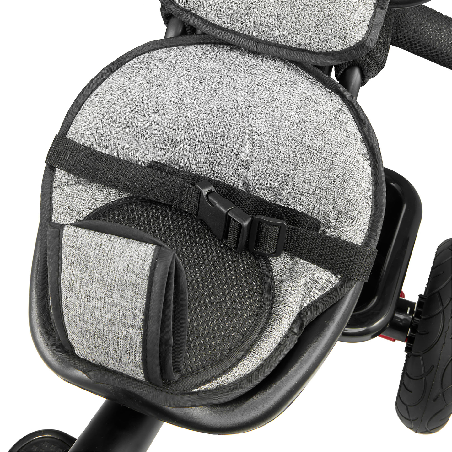 Trehjuling för barn 1-4 år - TOBI FREY - grå färg - svängbar - pumpade hjul + tryckare