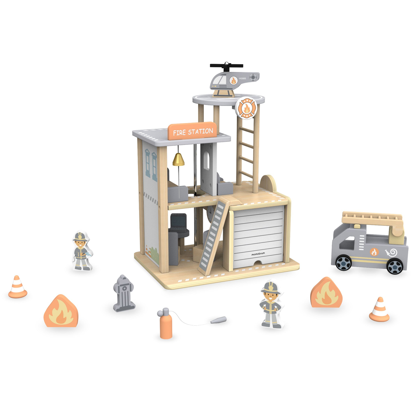 Brandstation i trä med tillbehör, brandkår