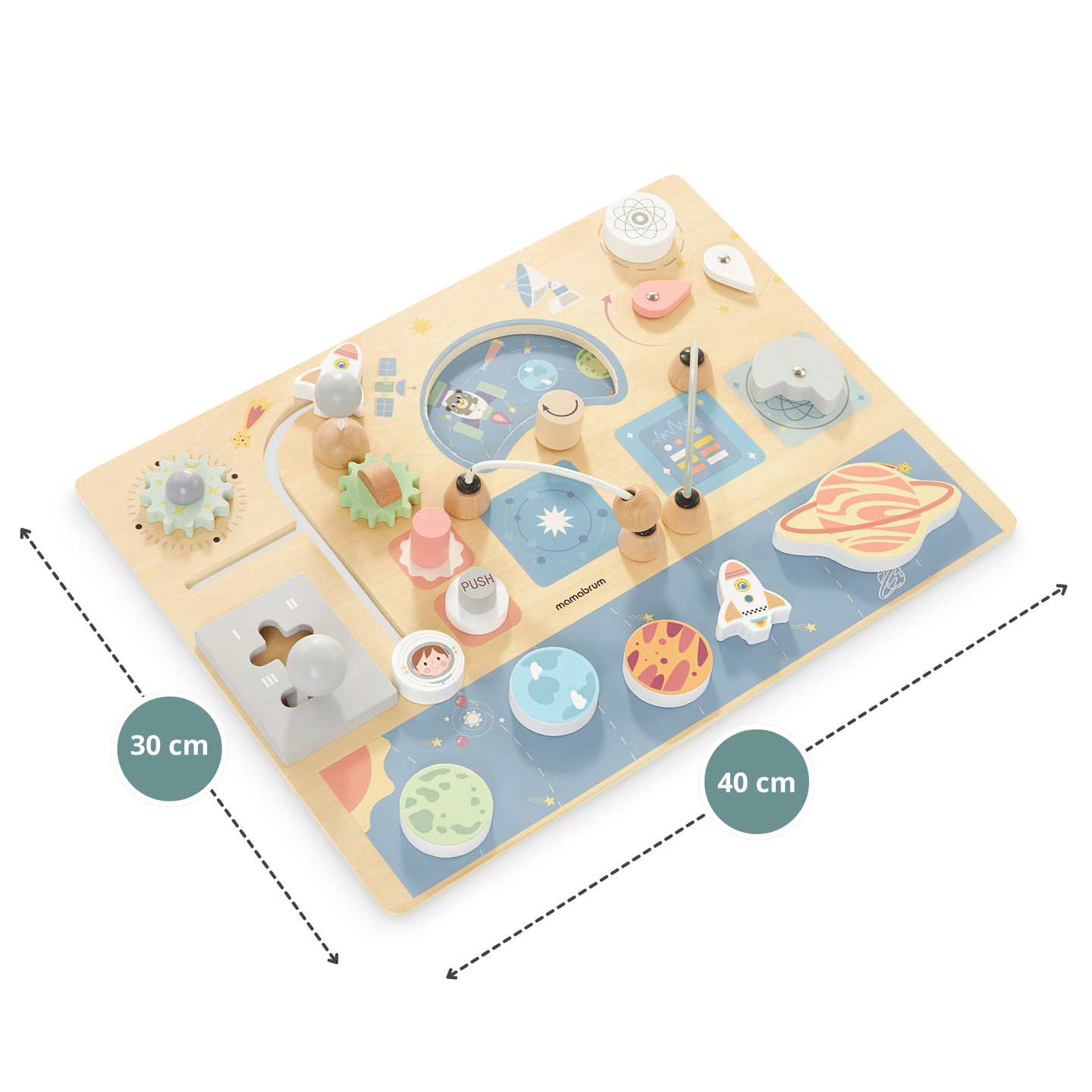 Manipulationsbräda i trä - Cosmos