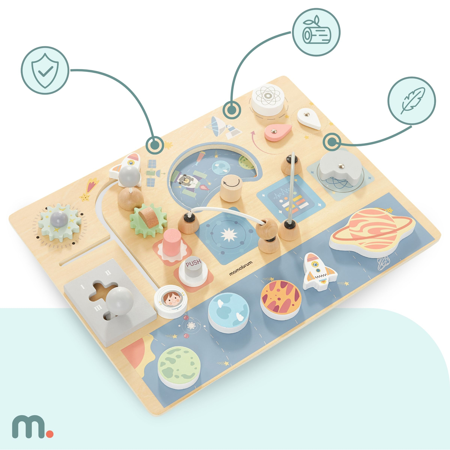 Manipulationsbräda i trä - Cosmos