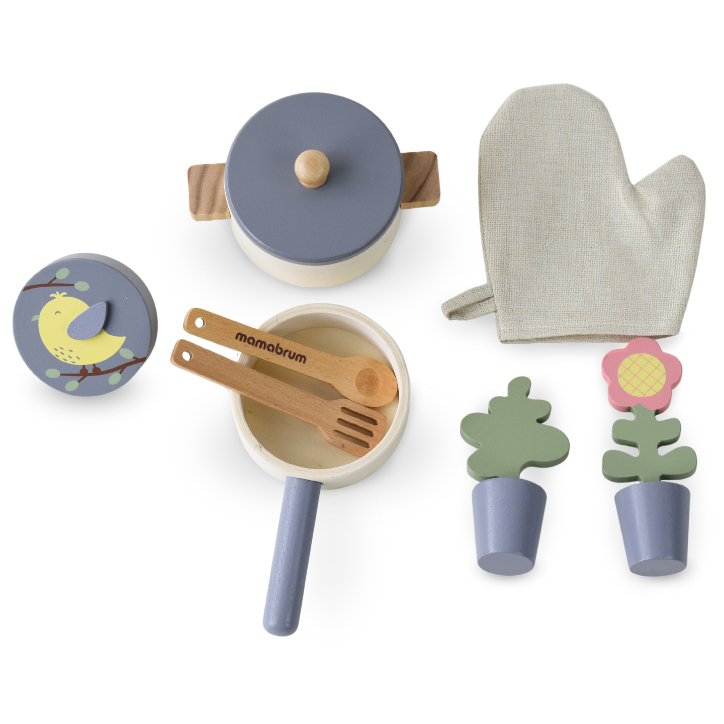 Trädgårdskök i trä med tillbehör - naturlig boho