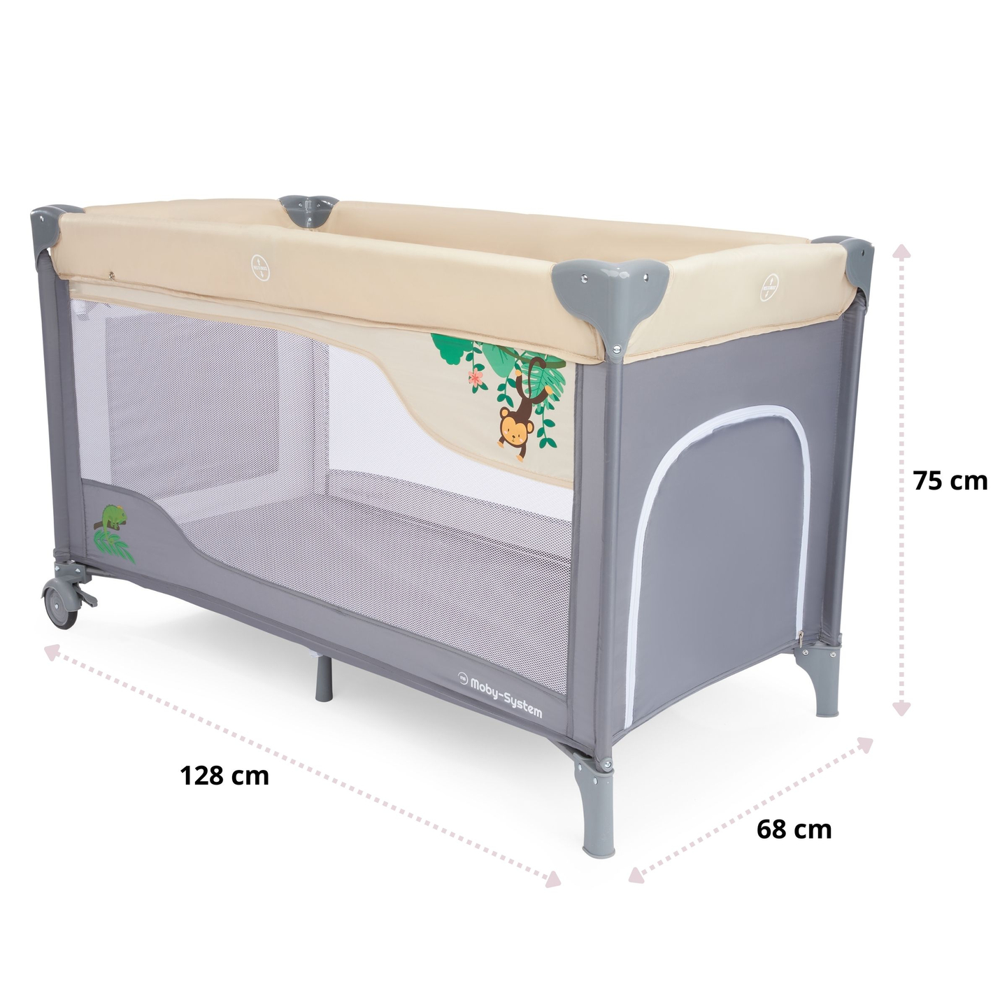 Resesäng 0 - 36 m med skötbord + Moby-System HUXLEY lekhage