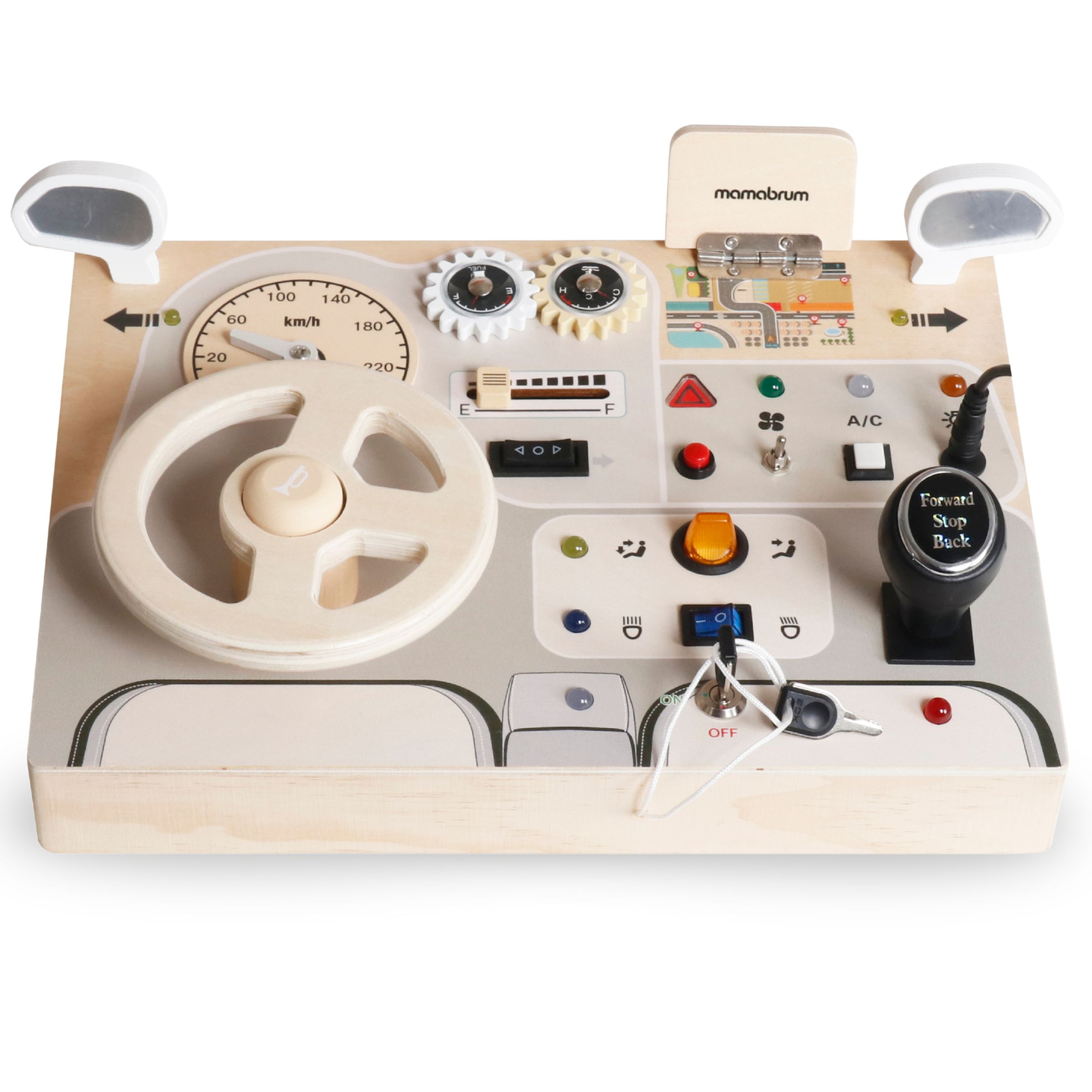 Montessori-lekbräda i trä för små barn - instrumentbräda för bil