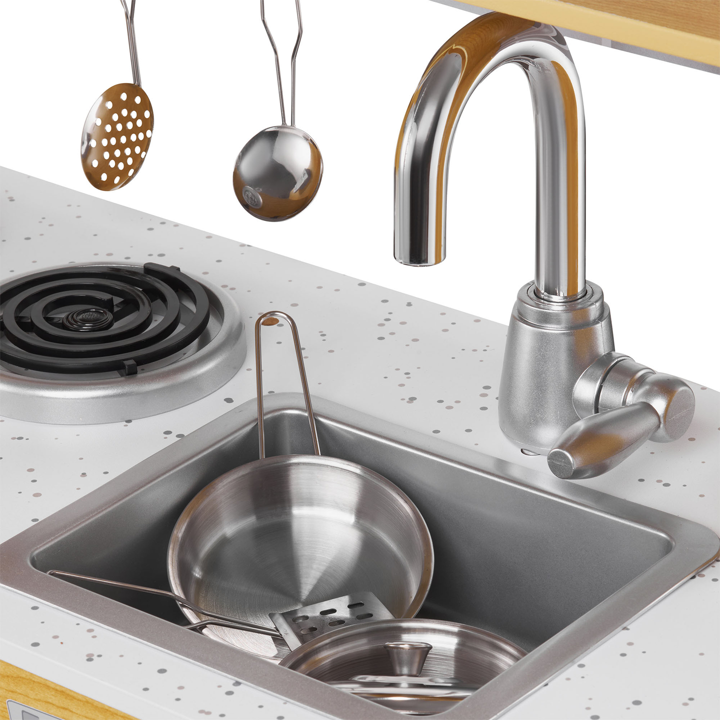 XXL träkök med LED-belysning, förkläde och tillbehör