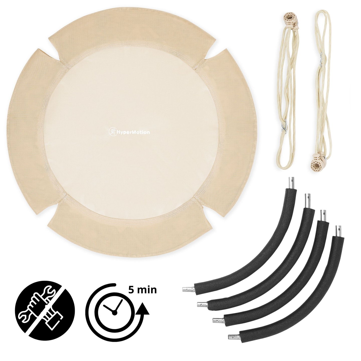 HyperMotion storkbo gunga - 100 cm diameter, boho beige färg