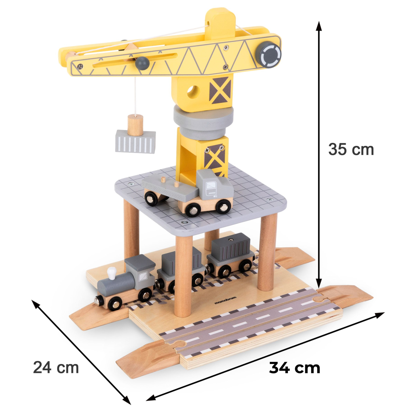 Mobil hamnkran med magnetvinsch och tillbehör - set i trä