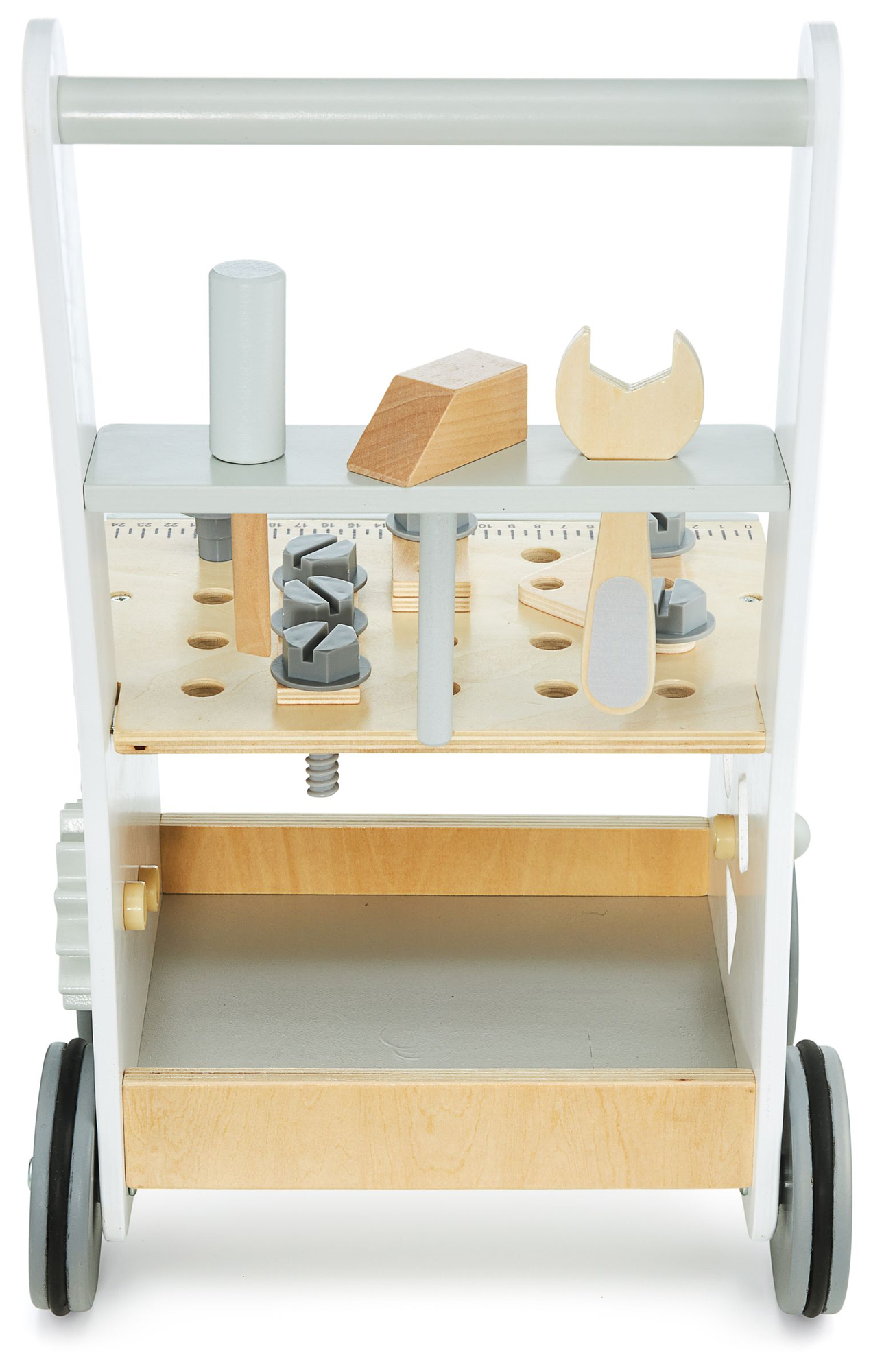 3-i-1 gåstol i trä, knuff + verkstad - 47 element