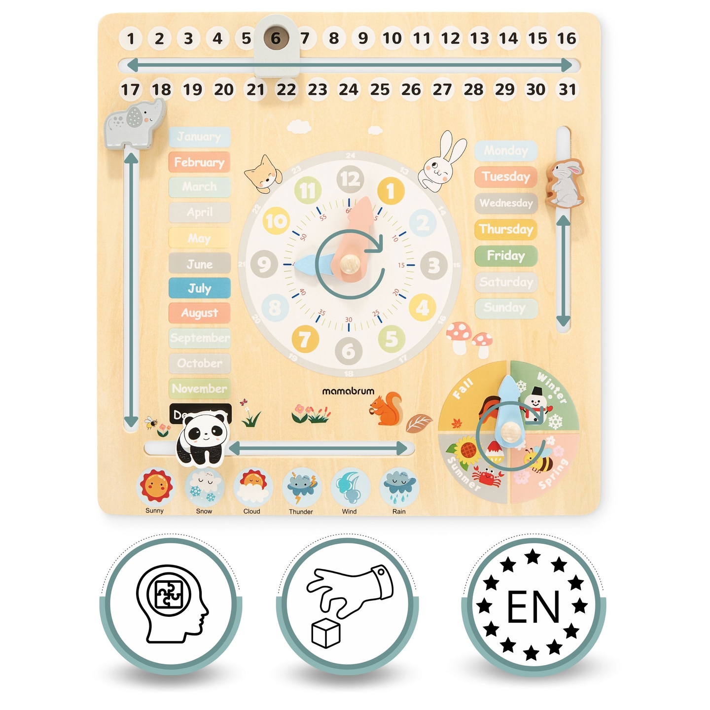 Barnkalender i trä 6i1