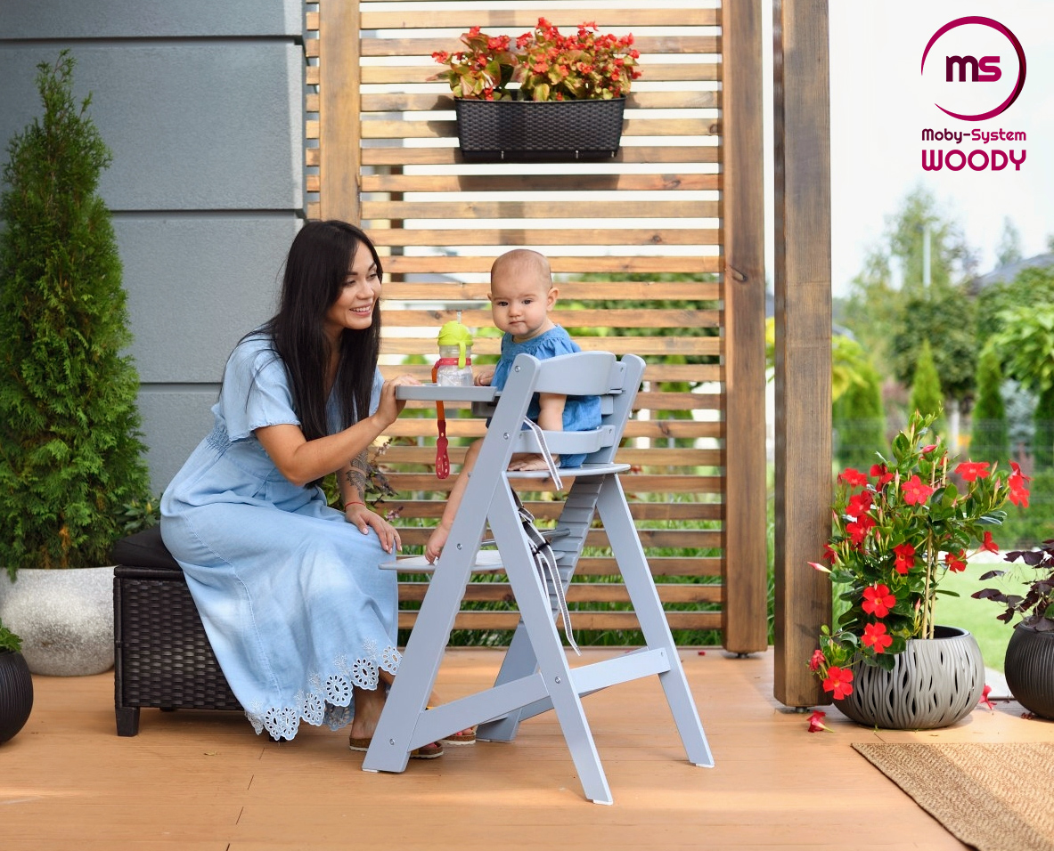 Träfåtölj Moby-System WOODY - grå färg