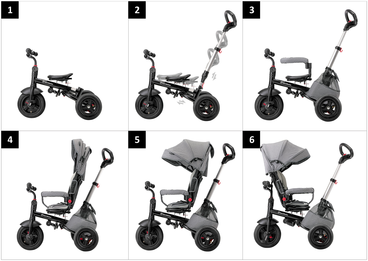 Tobi Velar trehjuling + regnfolie - grå
