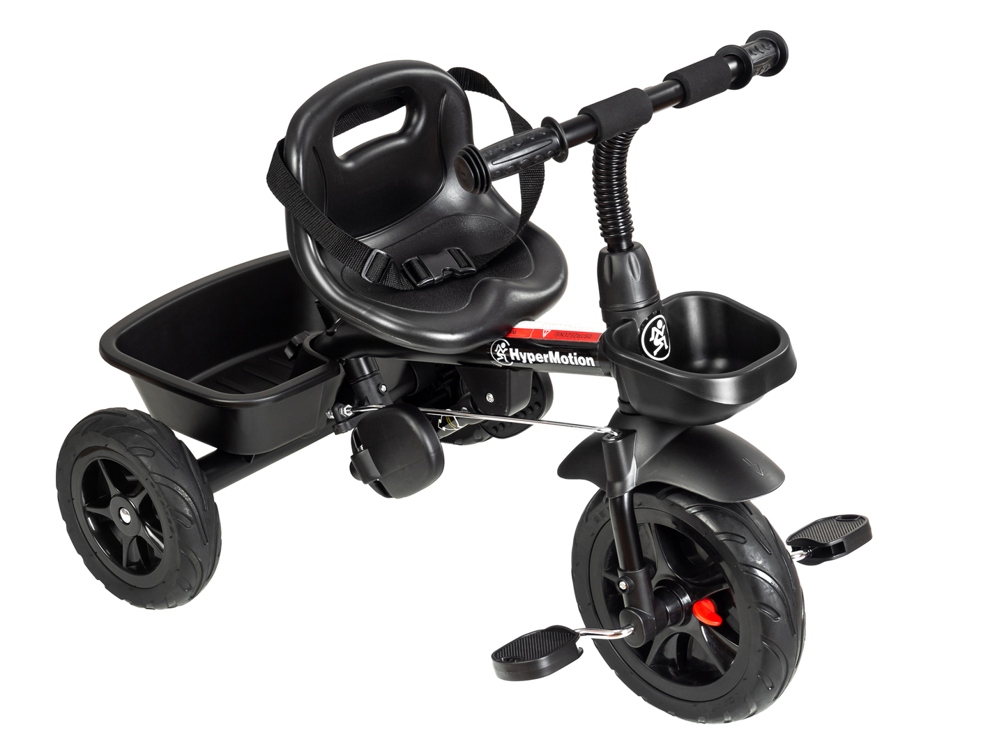 HyperMotion TOBI VECTOR trehjuling - evigt uppblåsbara hjul + skjutstång. Färg: svart.
