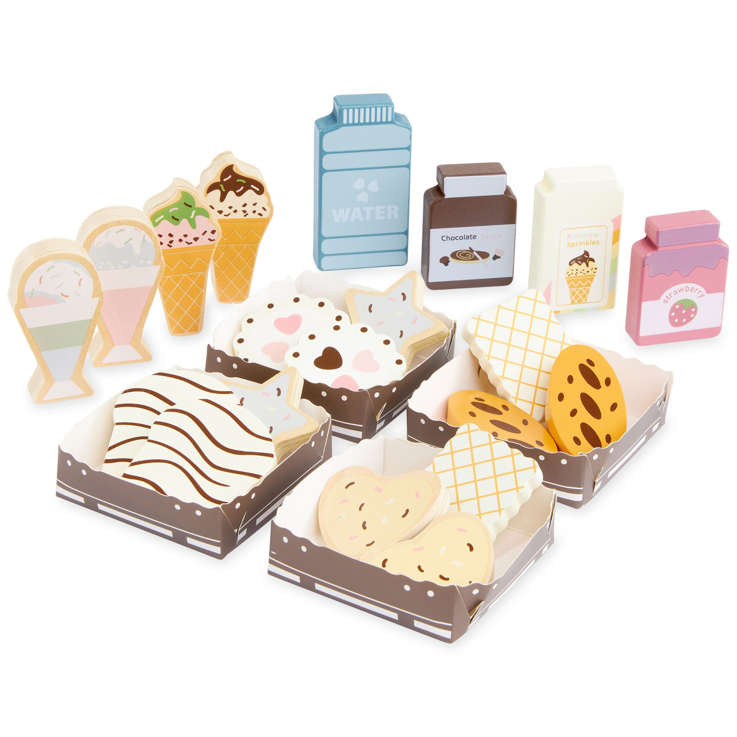 Hopfällbar butik i trä - café, konditori med tillbehör