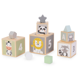 Torn i trä - formsortering siffror alfabet djur