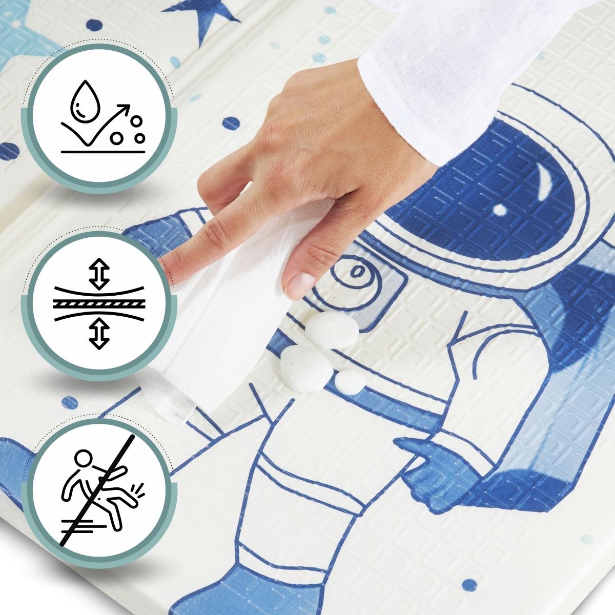 Dubbelsidig hopfällbar skummatta 180 x 120 x 1cm - Cosmos/Geometriska trianglar