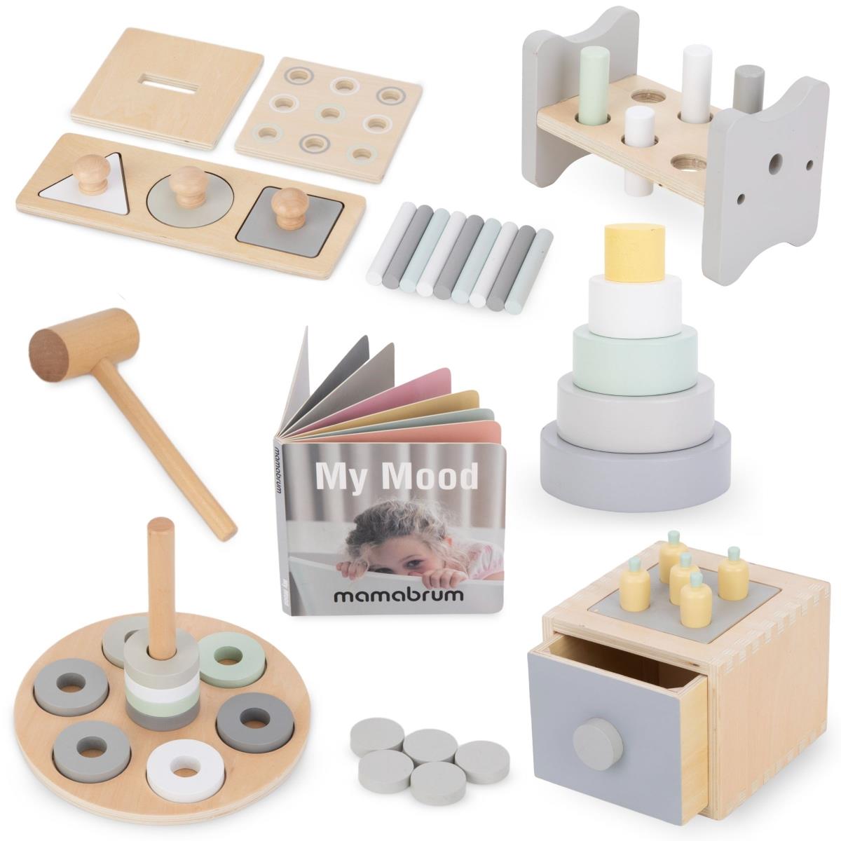 Montessori pedagogisk box för små barn - 6 leksaker