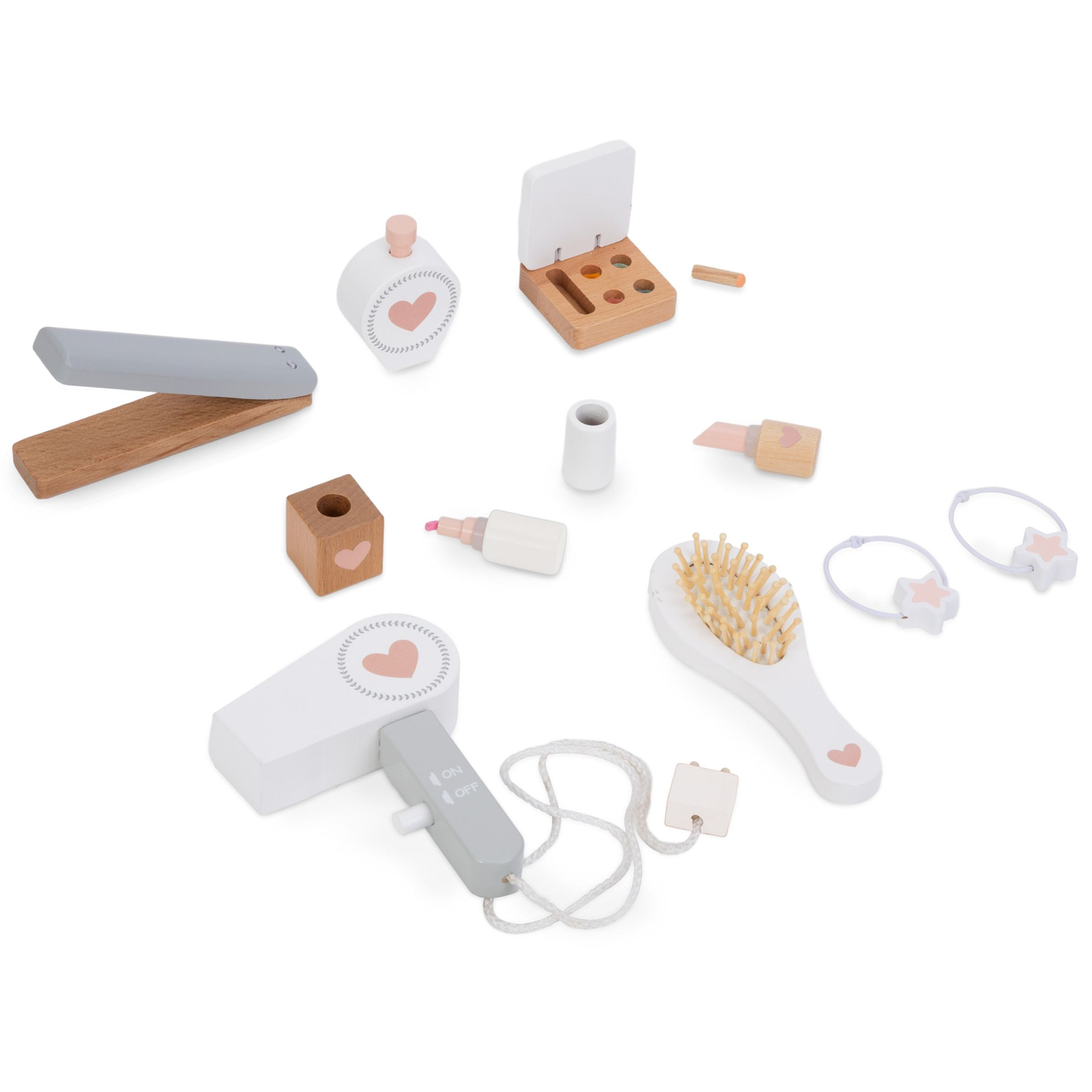 Sminkbord i trä med pall och tillbehör