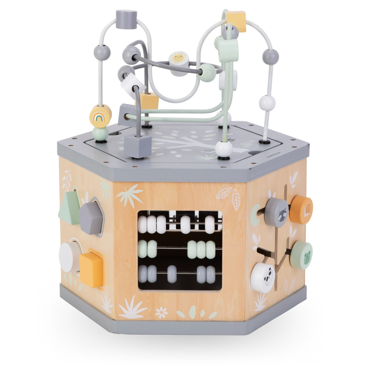 Interaktiv 7-i-1 utbildningskub i trä - motorloop