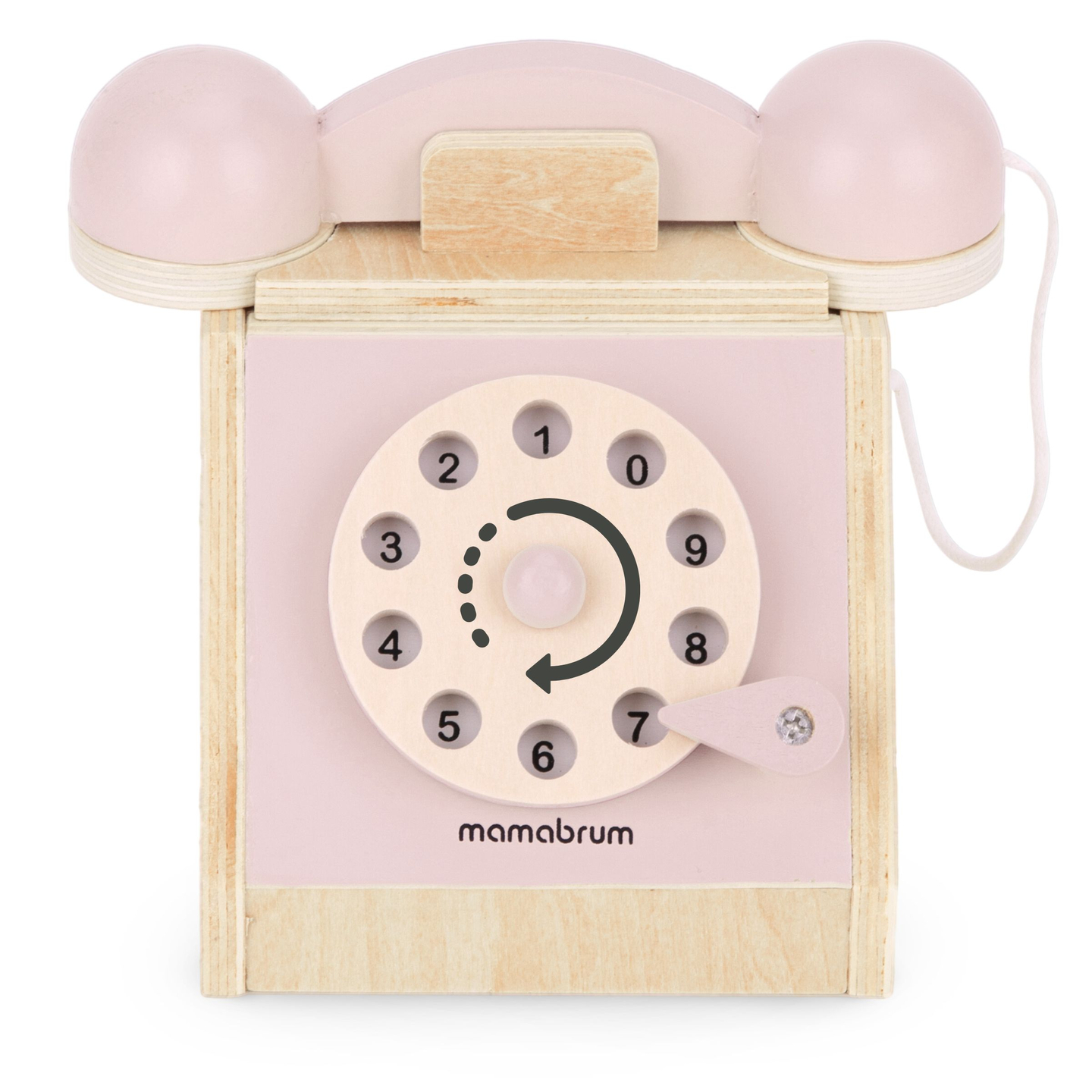 Retro telefon i trä - pastellrosa