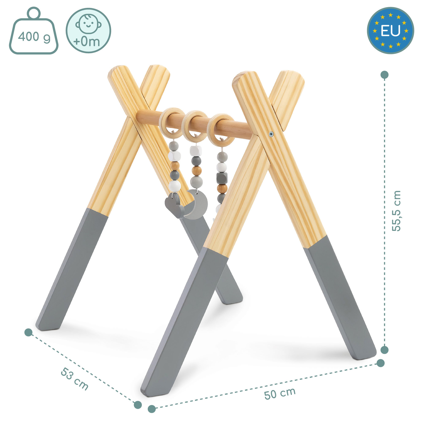 Baby Gym utbildningsställ i trä - färg grå