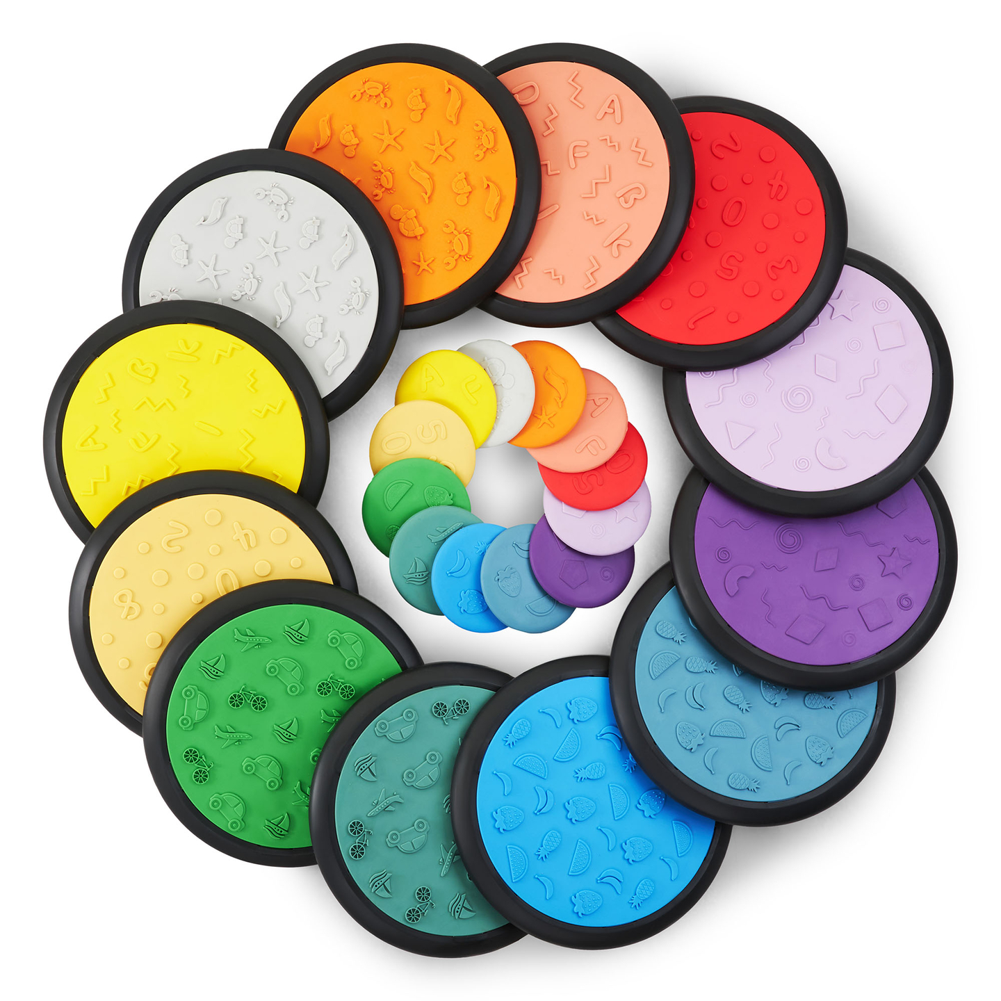 Färgglada sensoriska skivor för barn - 24 stycken
