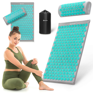 Akupressurmatta med kudde och överdrag - 72 cm HyperMotion grå-mint