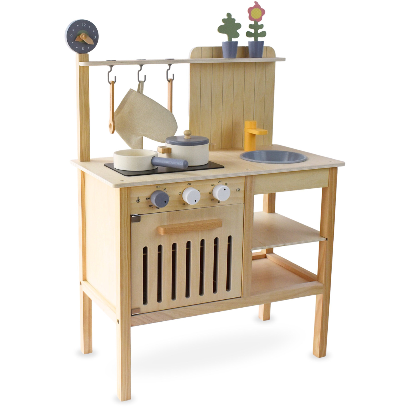 Trädgårdskök i trä med tillbehör - naturlig boho