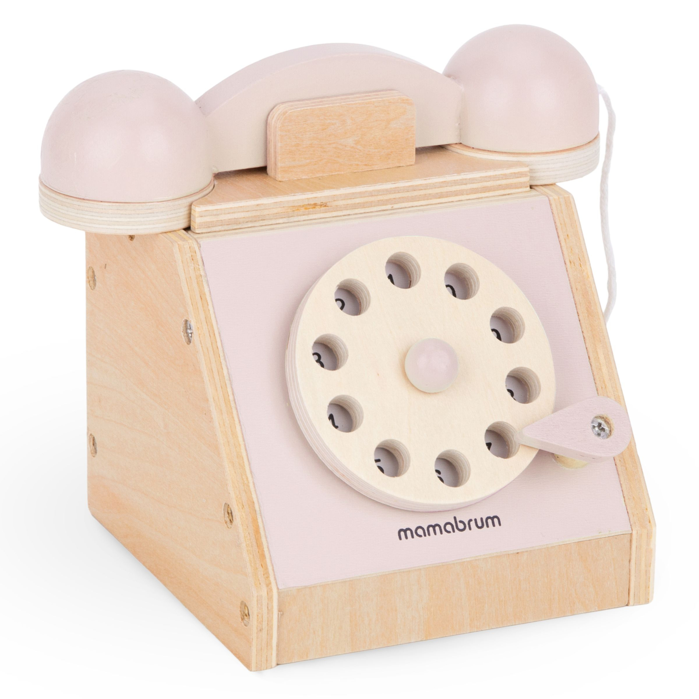 Retro telefon i trä - pastellrosa