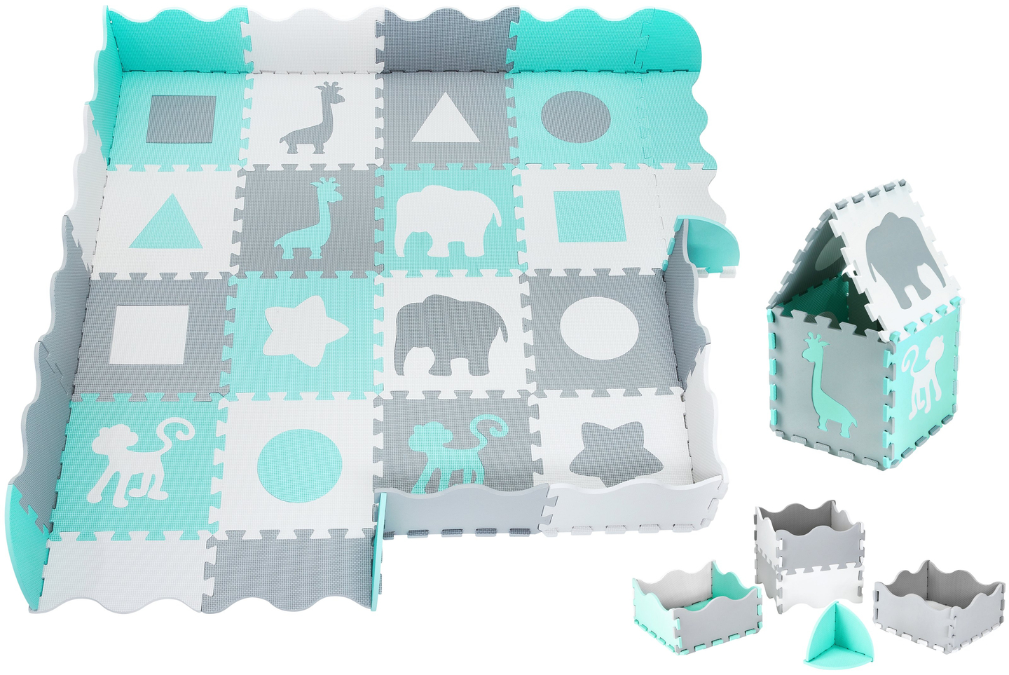 Skummatta XL 150 x 150 x 1cm med kant - EVA-skum - mint