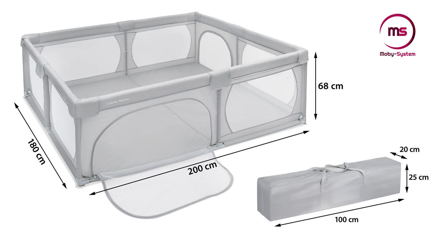 Stor lekpark 200 cm x 180 cm - lekplats för barn, torr bassäng