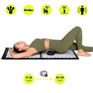 Stor akupressurmatta med kudde och överdrag - 130 cm HyperMotion svart och vit