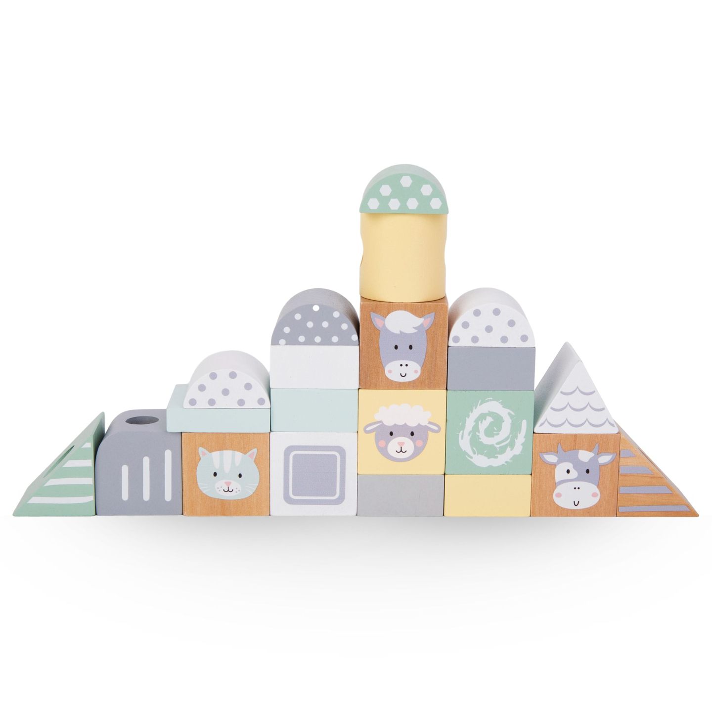 Tåg i trä med klossar för en pojke - Farm