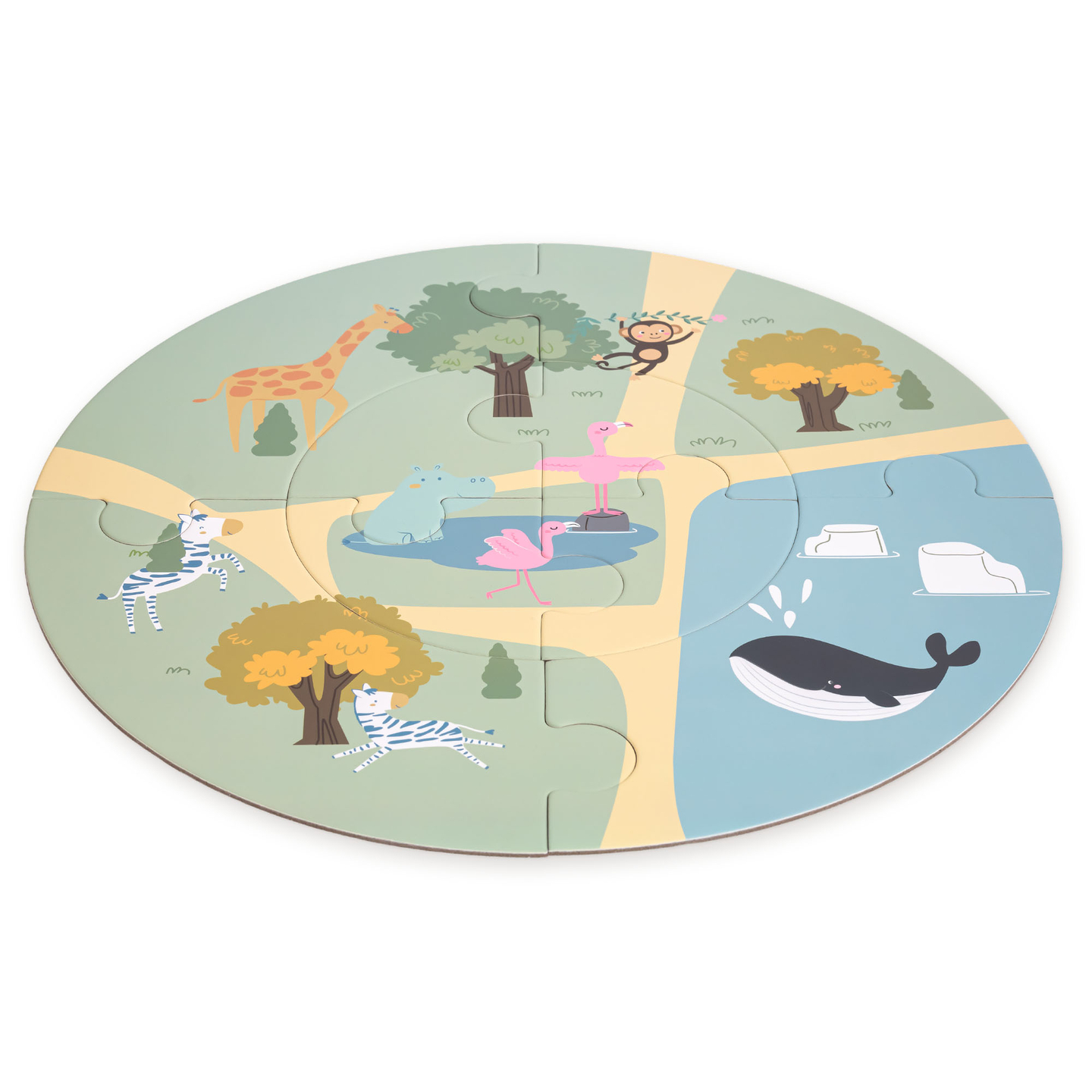 Trä ZOO-tåg – pussel, tåg, spår, djur, bro, barriär