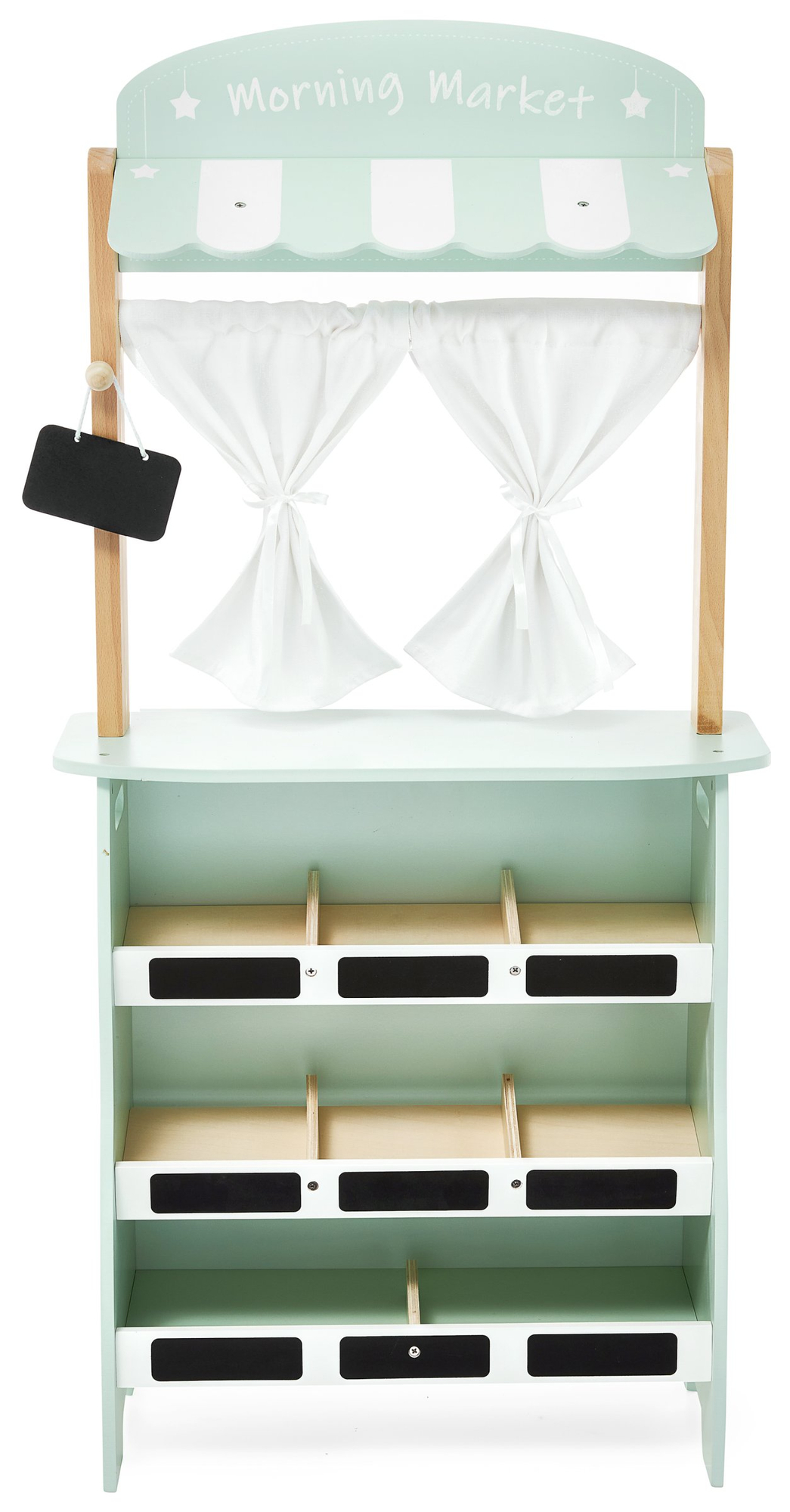 Stor träbutik - stall och teater 2 i 1 med våg, betalterminal, frukt och grönsaker