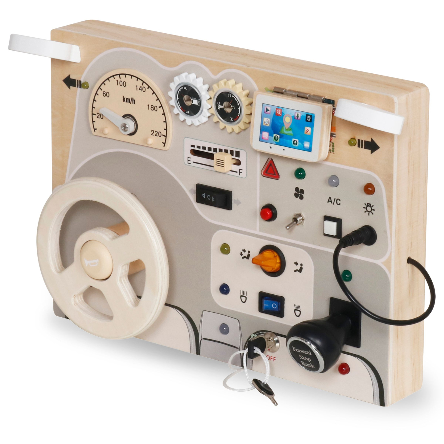 Montessori-lekbräda i trä för små barn - instrumentbräda för bil