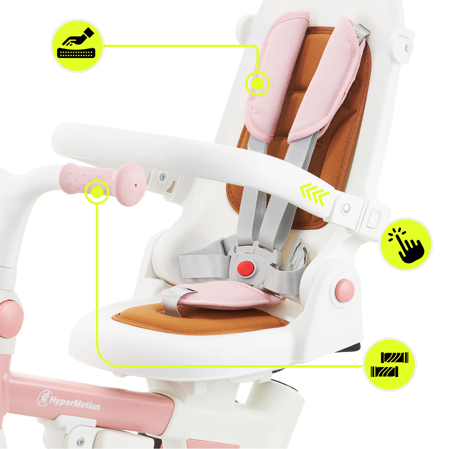 8in1 multifunktionell trehjuling TOBI FOREST - rosa