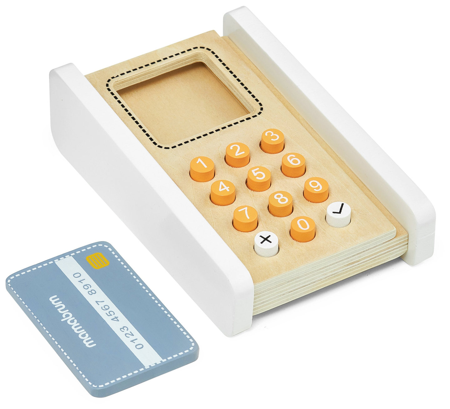 Mini market - butik med vågar, terminal, betalkort och frukt