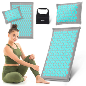 ECO Linne Akupressurmatta med Kokosfiber och Bovetekudde – 68 cm HyperMotion Grå-Mint