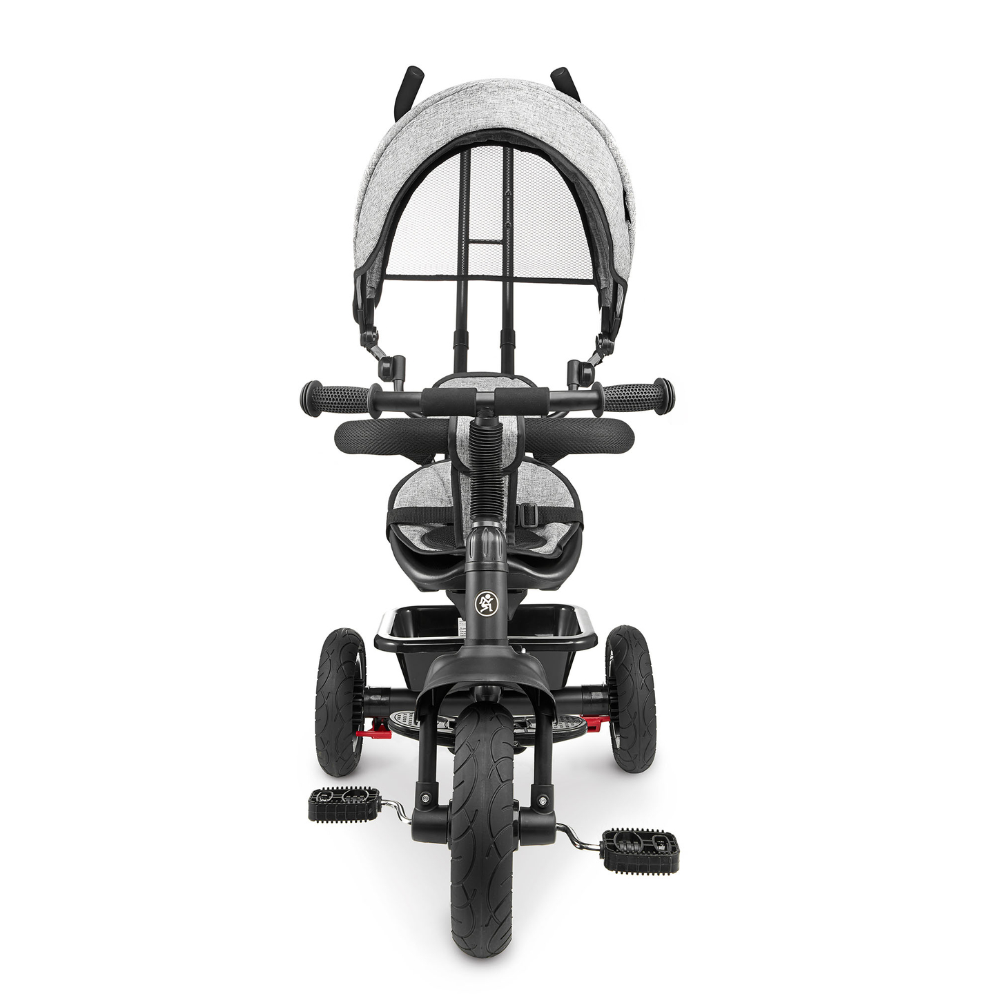 Trehjuling för barn 1-4 år - TOBI FREY - grå färg - svängbar - pumpade hjul + tryckare