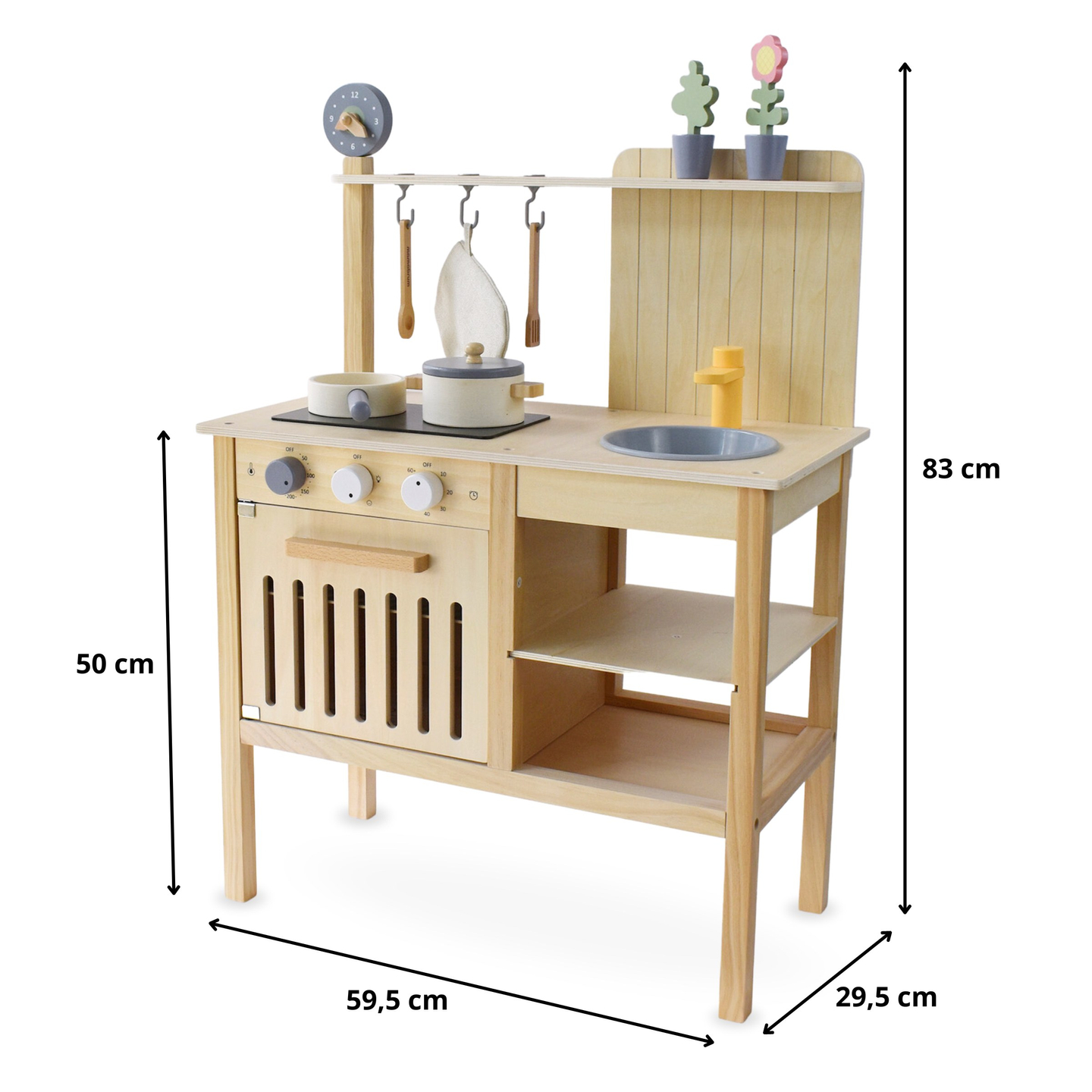 Trädgårdskök i trä med tillbehör - naturlig boho