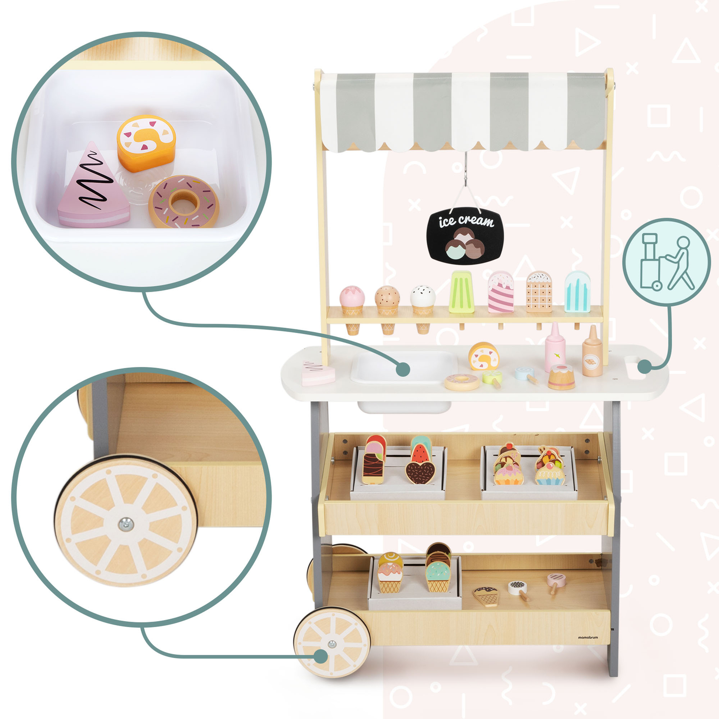 Glassbar i trä på hjul - glassvagn