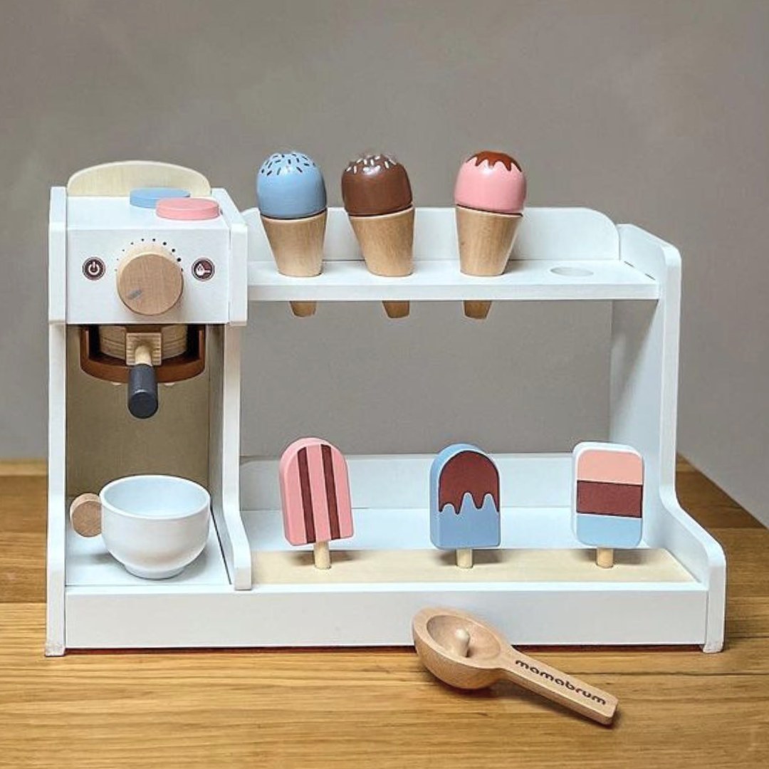 Glassbar i trä med kaffemaskin - kaffebar med tillbehör