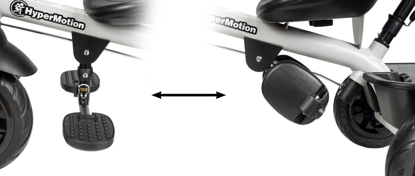 HyperMotion TOBI VECTOR trehjuling - evigt uppblåsbara hjul + skjutstång. Färg: ljusgrå.