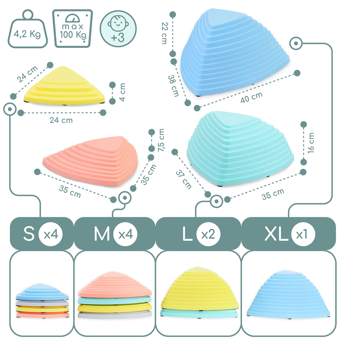Färgade balanseringsstenar - 11 stycken