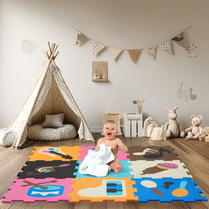 Pedagogisk pusselmatta i skum 90 x 90 x 1cm - EVA-skum - design: instrument