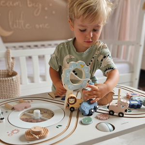 Pedagogiskt träbord 10in1 med djur och tåg