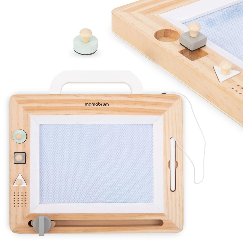 Träklippbok med stämplar - ritbord