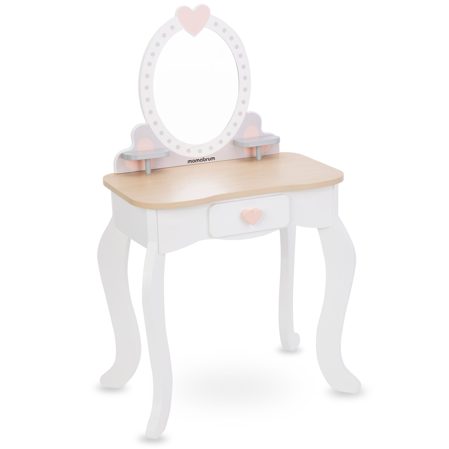 Sminkbord i trä med pall och tillbehör